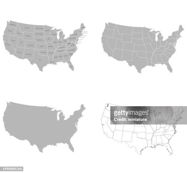 usa map - new england council stock illustrations