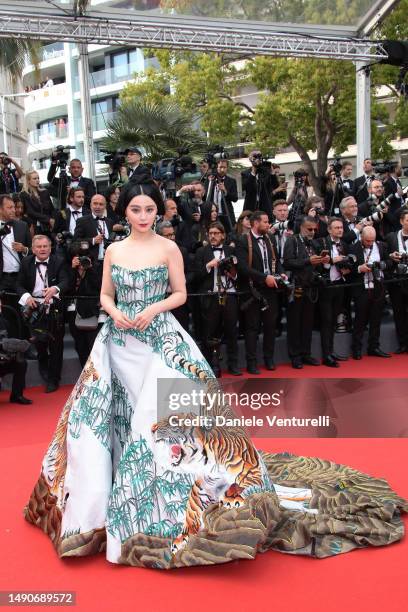 Fan Bingbing attends the "Jeanne du Barry" Screening & opening ceremony red carpet at the 76th annual Cannes film festival at Palais des Festivals on...