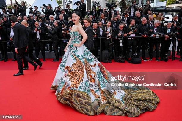 Fan Bingbing attends the "Jeanne du Barry" Screening & opening ceremony red carpet at the 76th annual Cannes film festival at Palais des Festivals on...