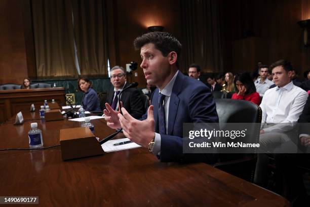 Samuel Altman, CEO of OpenAI, testifies before the Senate Judiciary Subcommittee on Privacy, Technology, and the Law May 16, 2023 in Washington, DC....
