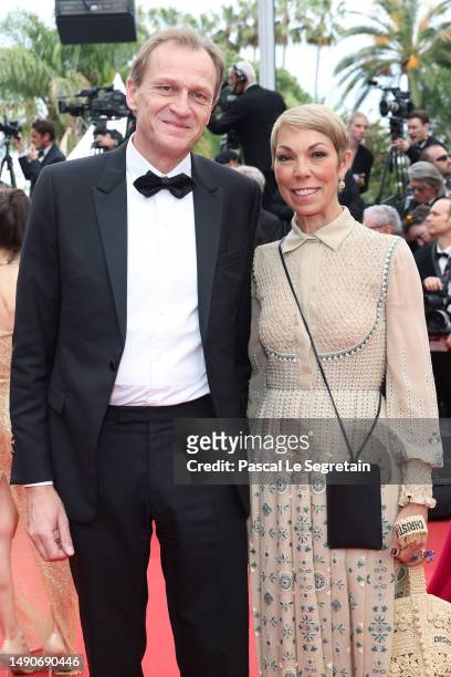 Nicolas Altmayer and Mathilde Favier attend the "Jeanne du Barry" Screening & opening ceremony red carpet at the 76th annual Cannes film festival at...