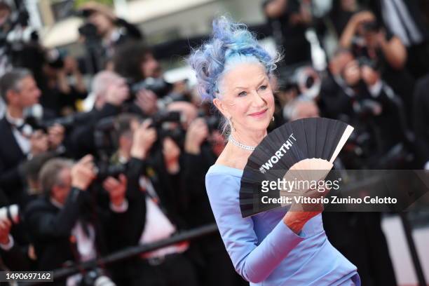 Helen Mirren attends the "Jeanne du Barry" Screening & opening ceremony red carpet at the 76th annual Cannes film festival at Palais des Festivals on...