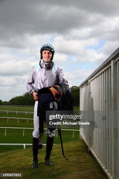Jockey, Trevor Whelan poses for a portrait following his ride on Kinz at Chepstow Racecourse on May 16, 2023 in Chepstow, Wales.