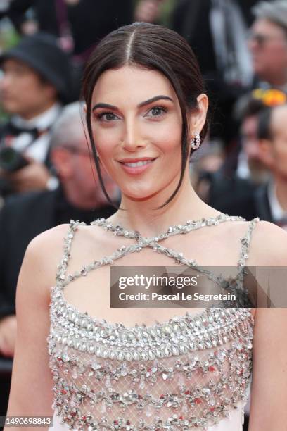 Razane Jammal attends the "Jeanne du Barry" Screening & opening ceremony red carpet at the 76th annual Cannes film festival at Palais des Festivals...