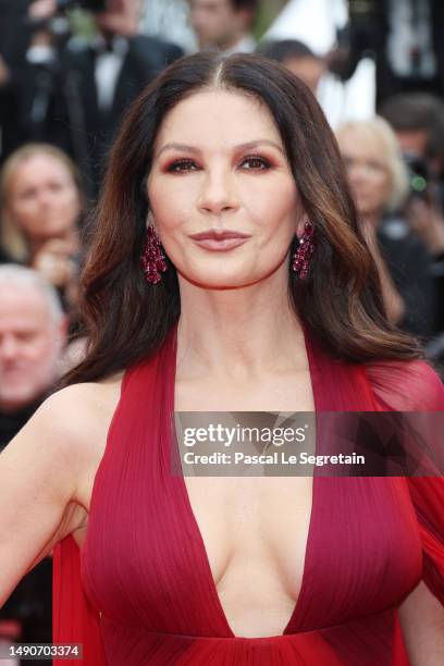 Catherine Zeta-Jones attends the "Jeanne du Barry" Screening & opening ceremony red carpet at the 76th annual Cannes film festival at Palais des...