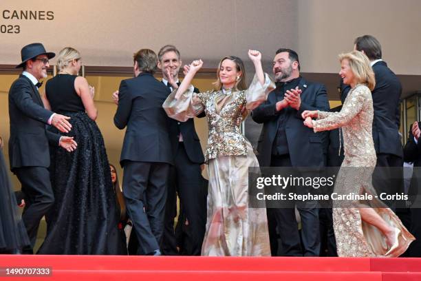 Members of the Jury Atiq Rahimi, Damian Szifron, Brie Larson, Denis Ménochet and Iris Knobloch attend the "Jeanne du Barry" Screening & opening...