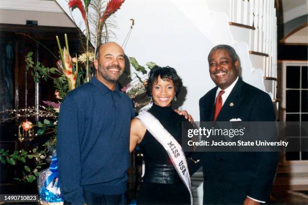 Dr. Ronald Mason Jr. Standing with Miss USA Shauntay Hinton and faculty member at event.