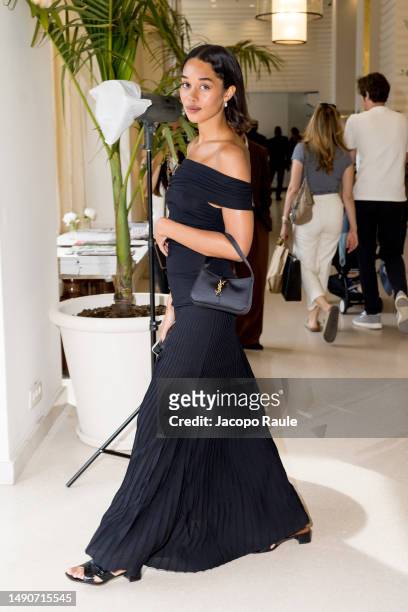 Laura Harrier is seen at Hotel Martinez during the 76th Cannes film festival on May 16, 2023 in Cannes, France.