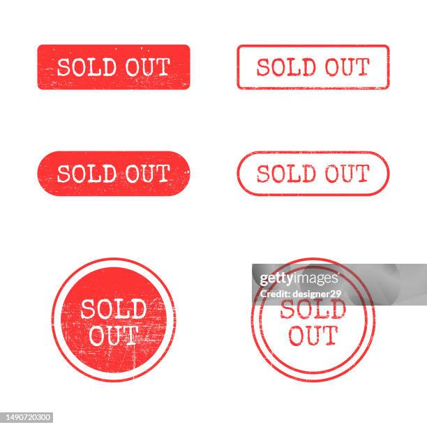 sold out stamp set vector design on white background. - order cancellation stock illustrations