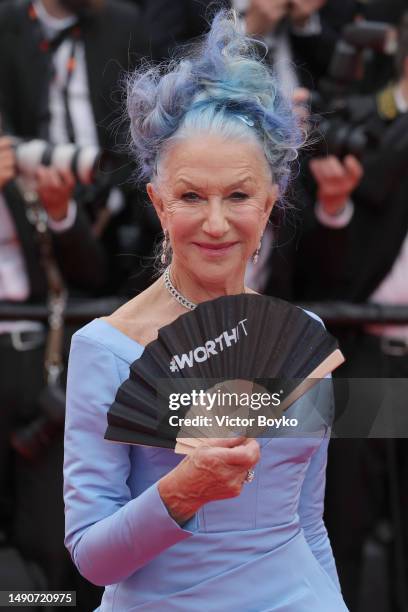 Helen Mirren attends the "Jeanne du Barry" Screening & opening ceremony red carpet at the 76th annual Cannes film festival at Palais des Festivals on...