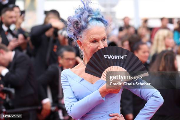 Helen Mirren attends the "Jeanne du Barry" Screening & opening ceremony red carpet at the 76th annual Cannes film festival at Palais des Festivals on...