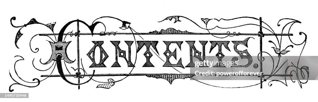 Contents in Art Nouveau Style Text - 19th Century