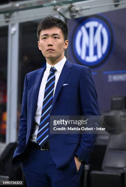 Steven Zhang President of FC Internazionale looks on prior to the UEFA Champions League semi-final second leg match between FC Internazionale and AC...