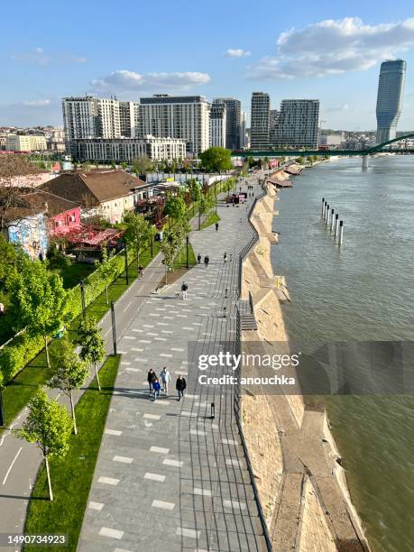 belgrade embankment from above, serbia - balkans stock pictures, royalty-free photos & images