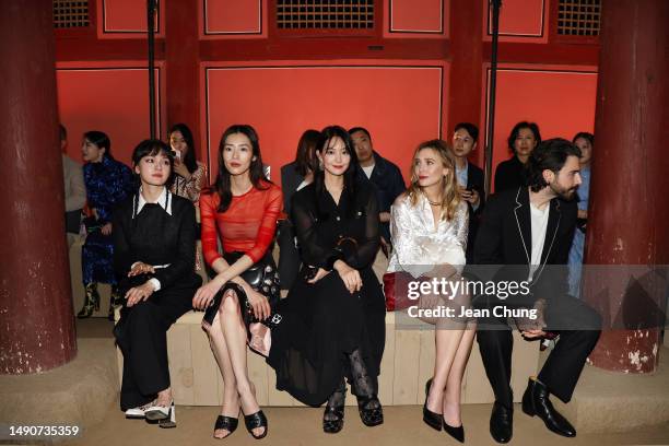 Wen Qi, Liu Wen, Shin Mina, Elizabeth Olsen and Robbie Arnett attend the Gucci Seoul Cruise 2024 fashion show at Gyeongbokgung Palace on May 16, 2023...