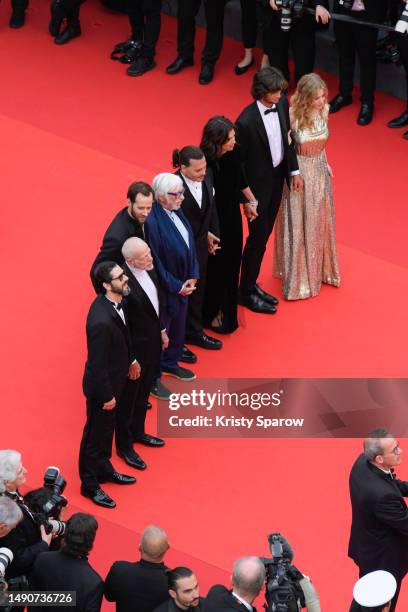 Melvil Poupaud, Pascal Greggory, Benjamin Lavernhe, Pierre Richard, Johnny Depp, Director Maïwenn, Diego Le Fur and Pauline Pollmann attend the...