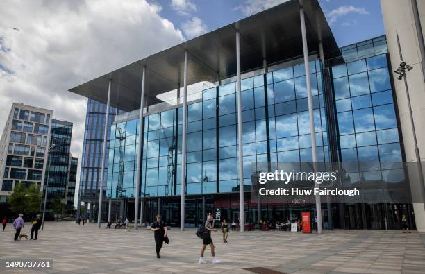 View of BBC Cymru Wales New Broadcasting House which was constructed in Central Square on the site of the old Cardiff Bus Station on May 16, 2023 in...