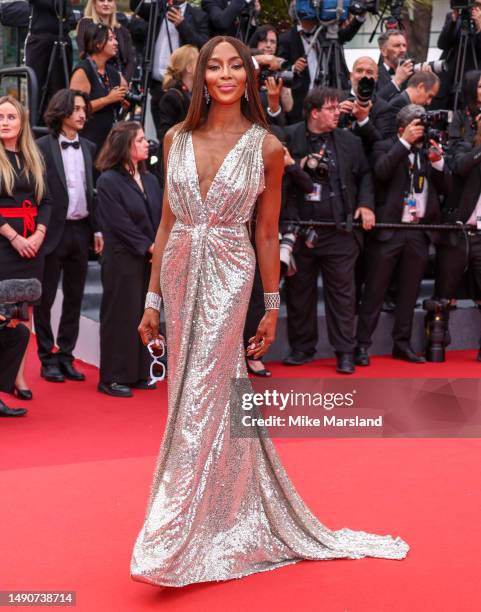 Naomi Campbell attends the "Jeanne du Barry" Screening & opening ceremony red carpet at the 76th annual Cannes film festival at Palais des Festivals...