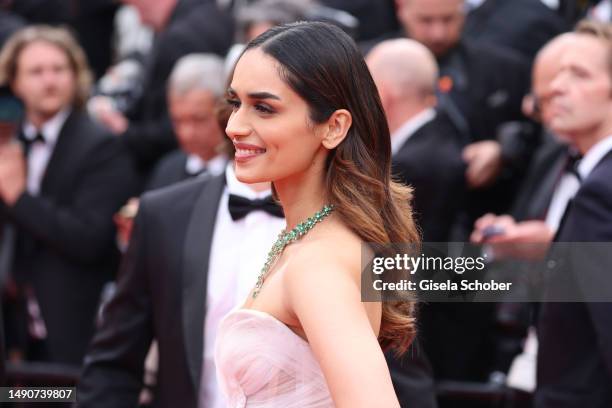 Manushi Chhillar attends the "Jeanne du Barry" Screening & opening ceremony red carpet at the 76th annual Cannes film festival at Palais des...