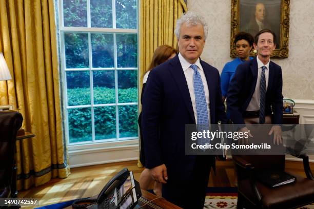 White House Chief of Staff Jeff Zients, Office of Management and Budget Director Shalanda Young, Deputy Chief of Staff Bruce Reed and other White...