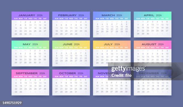 modern 2024 simple calendar design - june stock illustrations