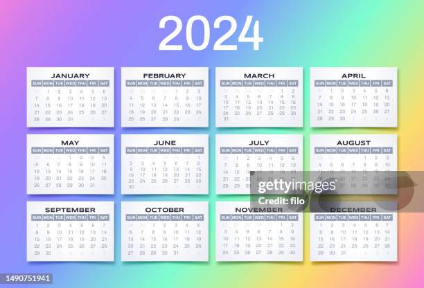 modern 2024 simple calendar design - june stock illustrations
