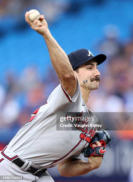 Spencer Strider of the Atlanta Braves delivers a pitch in the first ...