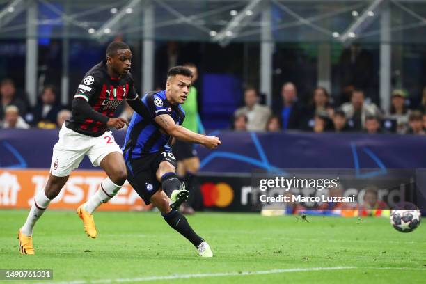 Lautaro Martinez of FC Internazionale scores the team's first goal during the UEFA Champions League semi-final second leg match between FC...