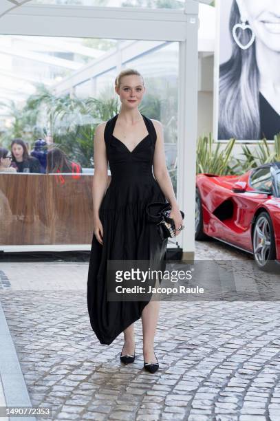 Elle Fanning is seen at Hotel Martinez during the 76th Cannes film festival on May 16, 2023 in Cannes, France.