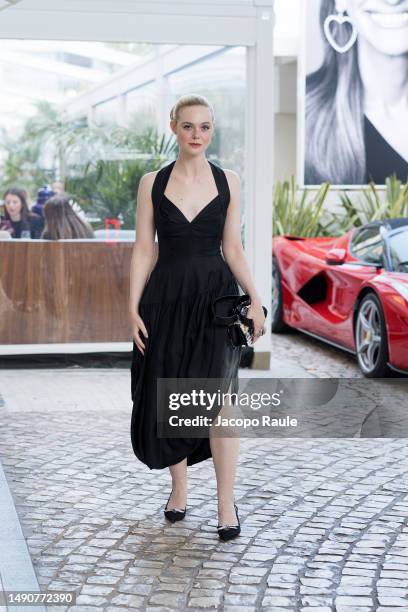 Elle Fanning is seen at Hotel Martinez during the 76th Cannes film festival on May 16, 2023 in Cannes, France.