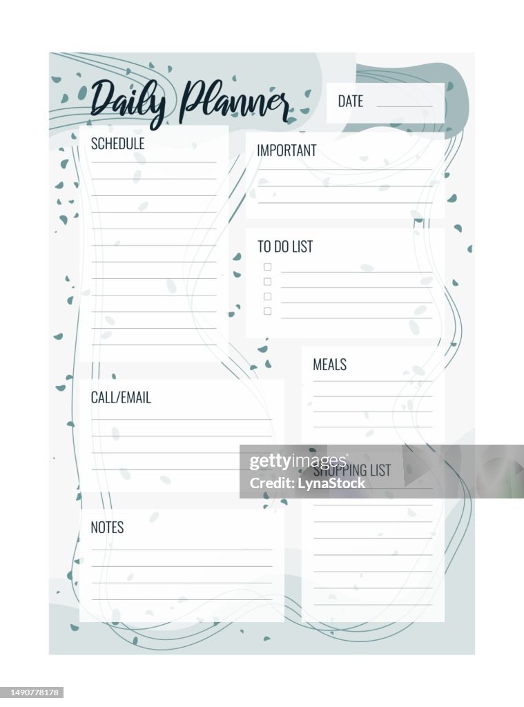 Blank Schedule Planner 3 Column 4 Line Daily Planner Printable Vector Template Blank Organizer Page A4 A5 ...