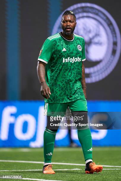 Djibril Cisse of Los Troncos looks on during the round 2 of the Kings League Infojobs match between Los Troncos and Pio FC at CUPRA Arena on May 14,...