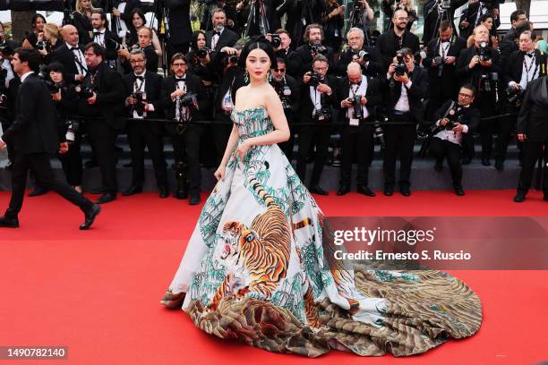 Fan Bingbing attends the "Jeanne du Barry" Screening & opening ceremony red carpet at the 76th annual Cannes film festival at Palais des Festivals on...