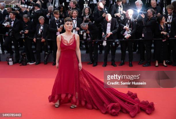 Simona Tabasco attends the "Jeanne du Barry" Screening & opening ceremony red carpet at the 76th annual Cannes film festival at Palais des Festivals...