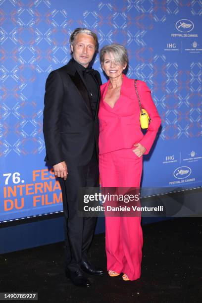 Mads Mikkelsen and Hanne Jacobsen attends the opening ceremony gala dinner at the 76th annual Cannes film festival at Carlton Hotel on May 16, 2023...