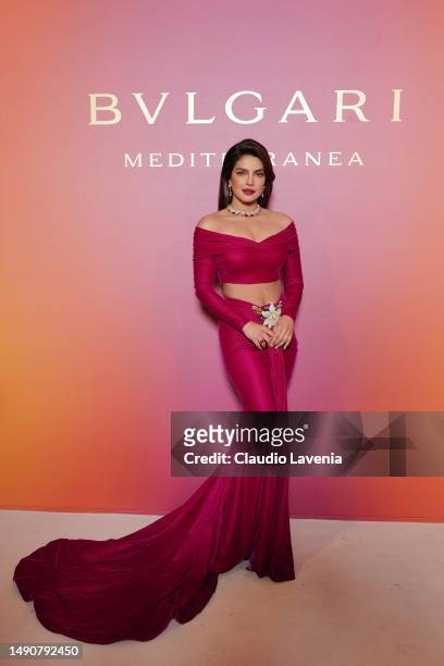 Priyanka Chopra Jonas attends the "Bulgari Mediterranea High Jewelry" event at Palazzo Ducale on May 16, 2023 in Venice.