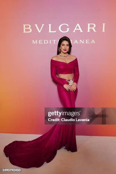 Priyanka Chopra Jonas attends the "Bulgari Mediterranea High Jewelry" event at Palazzo Ducale on May 16, 2023 in Venice.