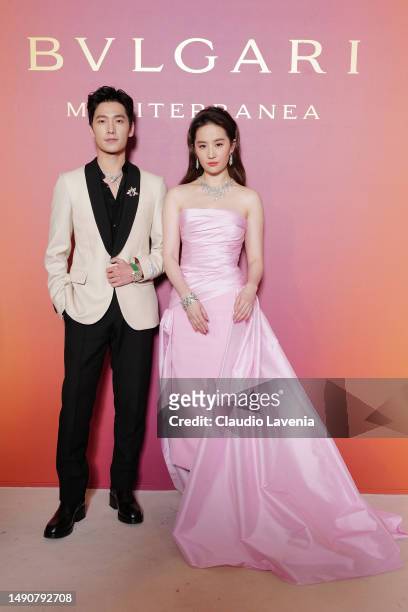 Yang Yang and Crystal Liu attend the "Bulgari Mediterranea High Jewelry" event at Palazzo Ducale on May 16, 2023 in Venice.