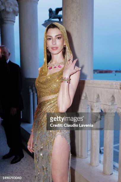 Anne Hathaway attends the "Bulgari Mediterranea High Jewelry" event at Palazzo Ducale on May 16, 2023 in Venice.