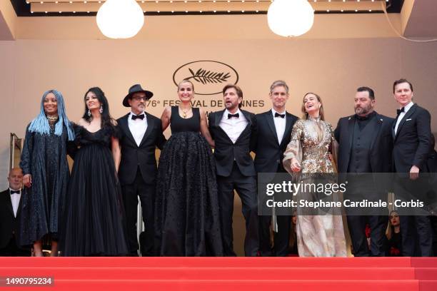 Members of the Jury Rungano Nyoni, Maryam Touzani, Atiq Rahimi, Julia Ducournau, President of the Jury Ruben Östlund, Damian Szifron, Brie Larson,...