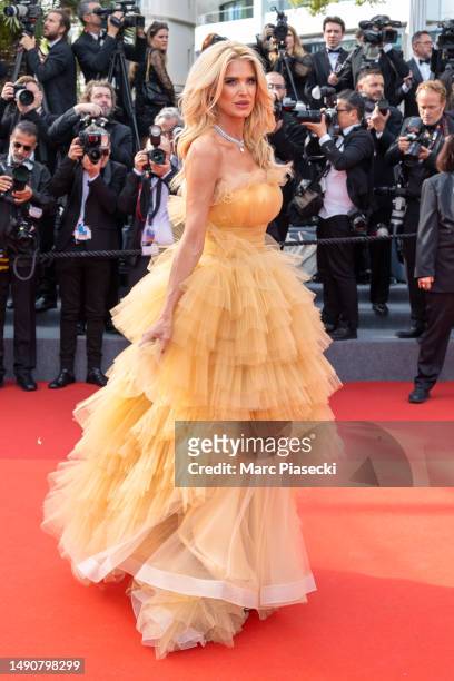 Victoria Silvstedt attends the "Jeanne du Barry" Screening & opening ceremony red carpet at the 76th annual Cannes film festival at Palais des...