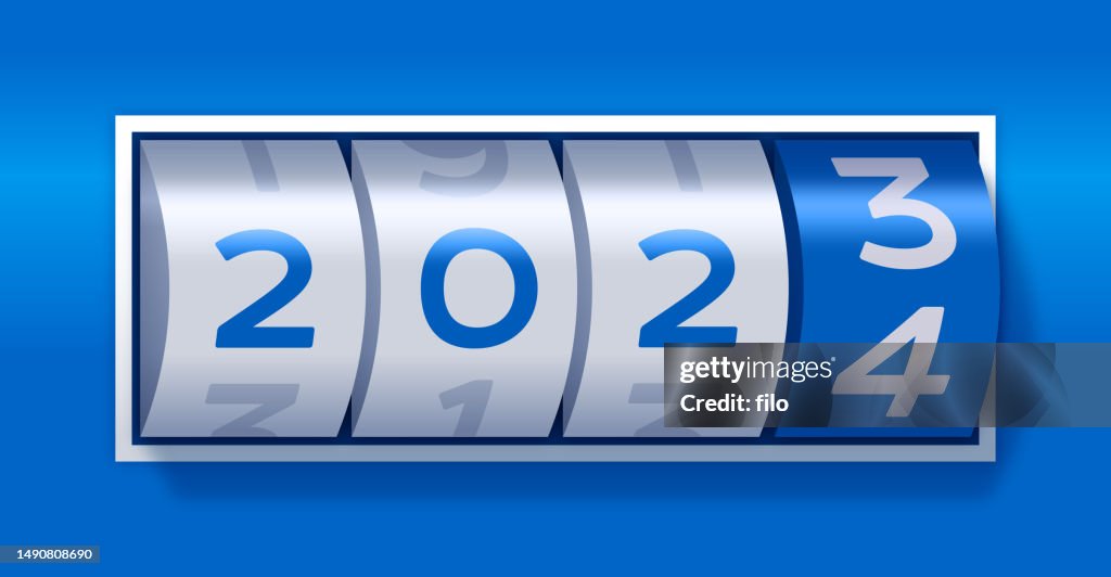 Modern New Year Blue Spin Odometer Changing Numbers Wheel Design