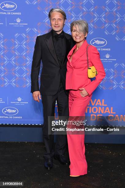 Mads Mikkelsen and Hanne Jacobsen attend the opening ceremony gala dinner at the 76th annual Cannes film festival at Carlton Hotel on May 16, 2023 in...