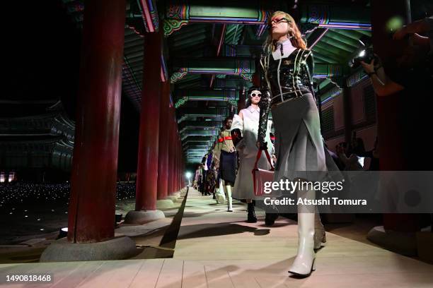 Models walk the runway during the Gucci Seoul Cruise 2024 fashion show at Gyeongbokgung Palace on May 16, 2023 in Seoul, South Korea.