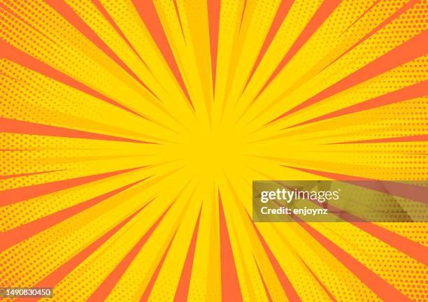 red, orange and yellow comic book blast vector explosion - sun flare stock illustrations