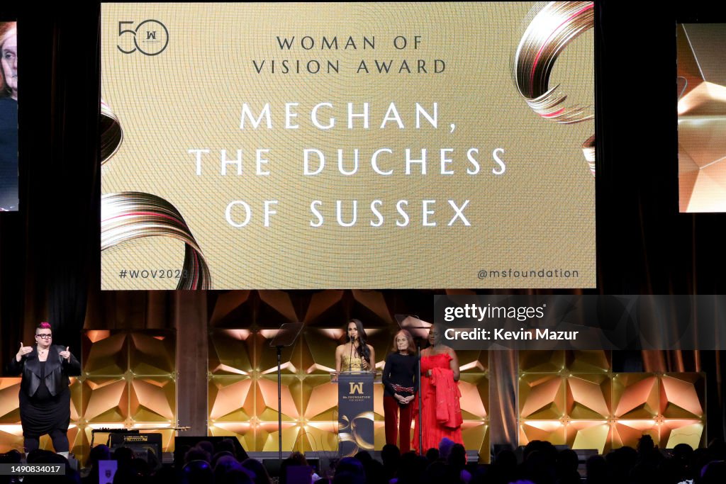 Woman of Vision Meghan, The Duchess of Sussex speaks onstage with Woman of Vision Meghan, The Duchess of Sussex speaks onstage with
