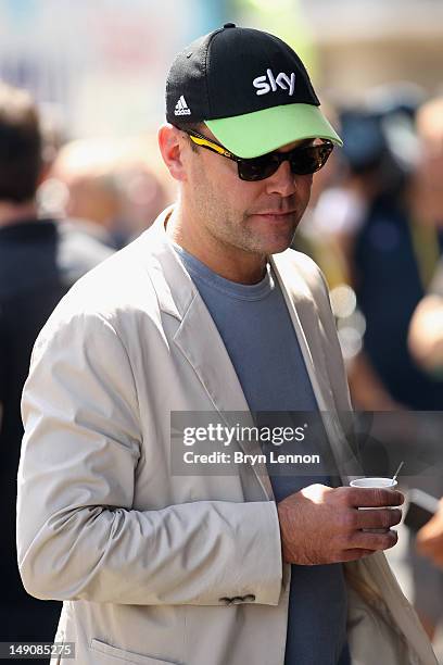 James Murdoch visits the SKY Procycling bus ahead of the twentieth and final stage of the 2012 Tour de France, from Rambouillet to the Champs-Elysees...