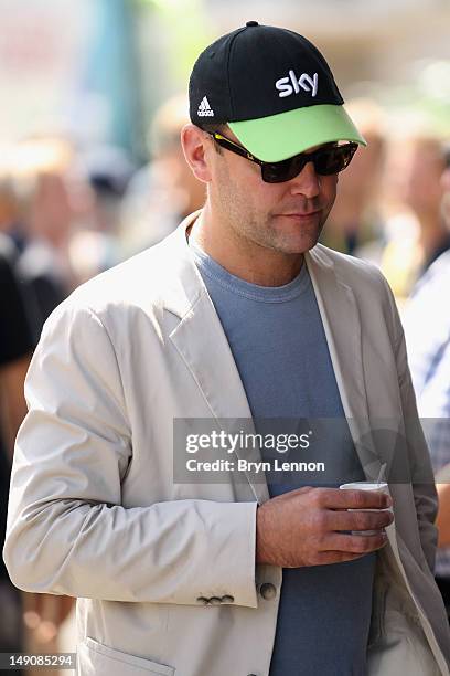 James Murdoch visits the SKY Procycling bus ahead of the twentieth and final stage of the 2012 Tour de France, from Rambouillet to the Champs-Elysees...