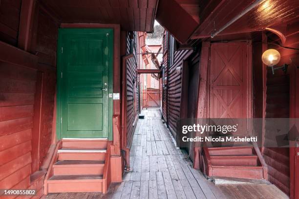 bergen alley - bryggen stock pictures, royalty-free photos & images