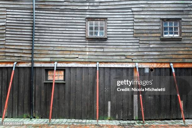 bryggen wall - bryggen stock pictures, royalty-free photos & images